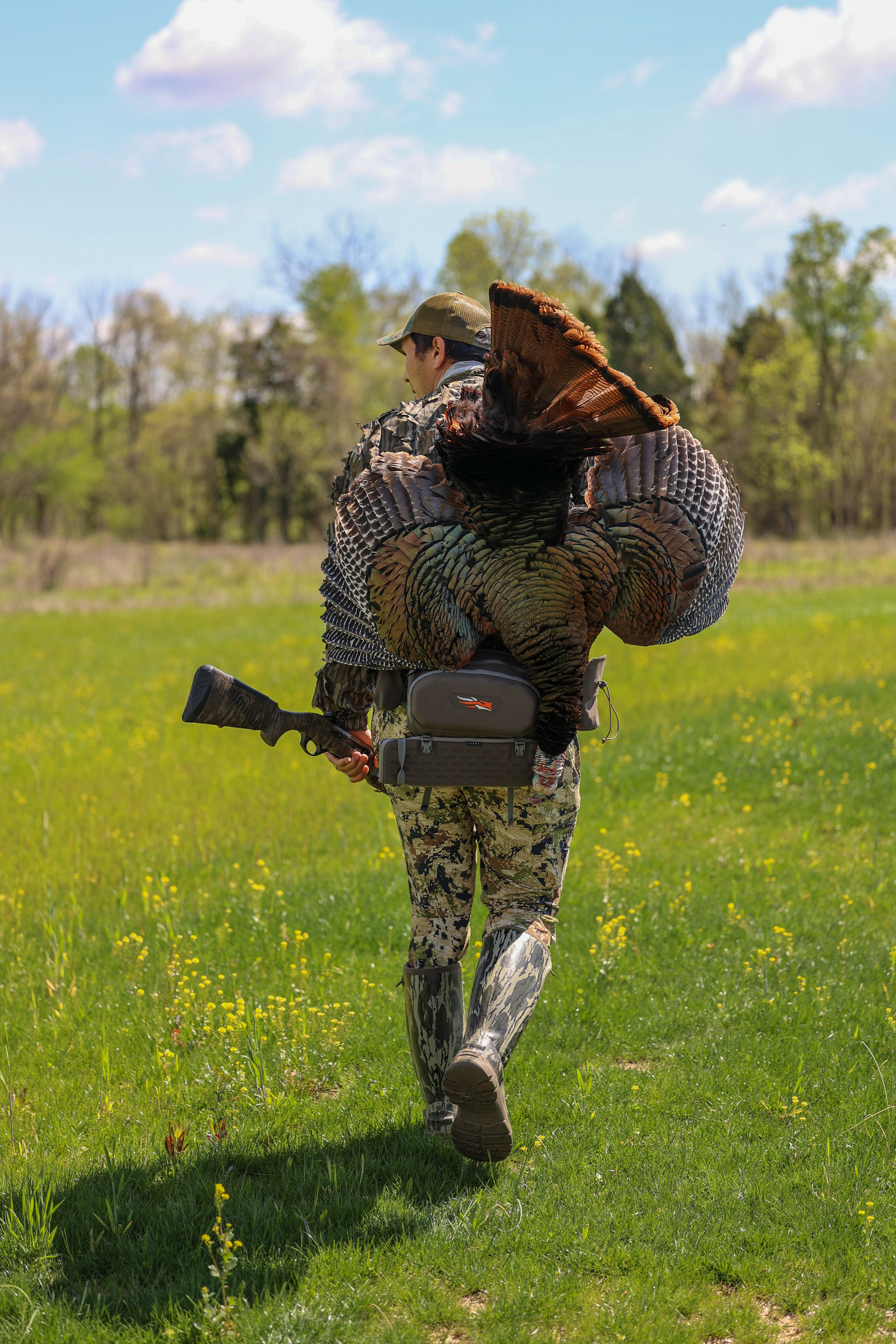 The author carrying a turkey. 