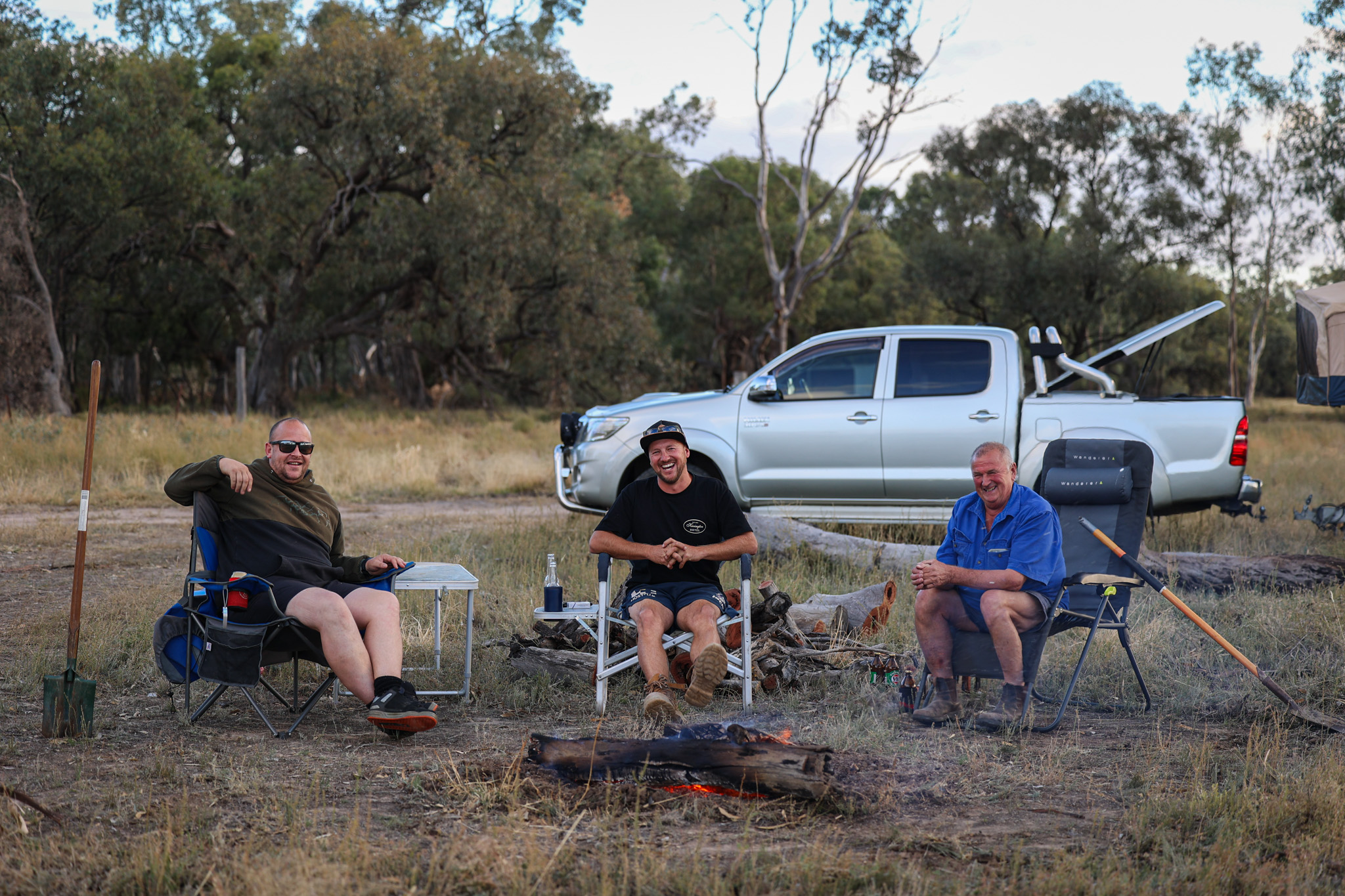 Duck hunters camped in Victoria, Australia.