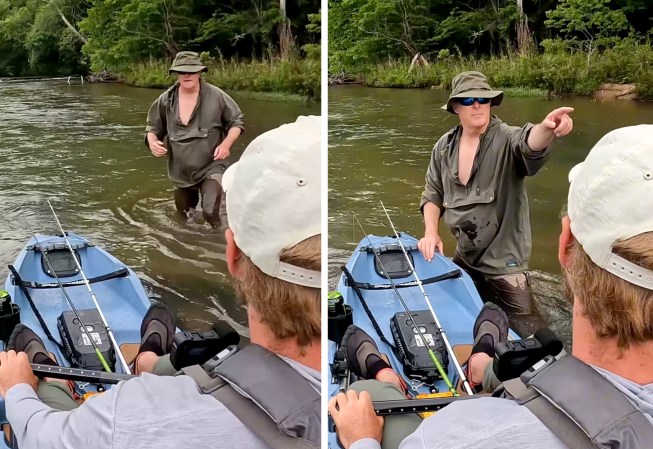 Georgia landowner confronts kayak fisherman.