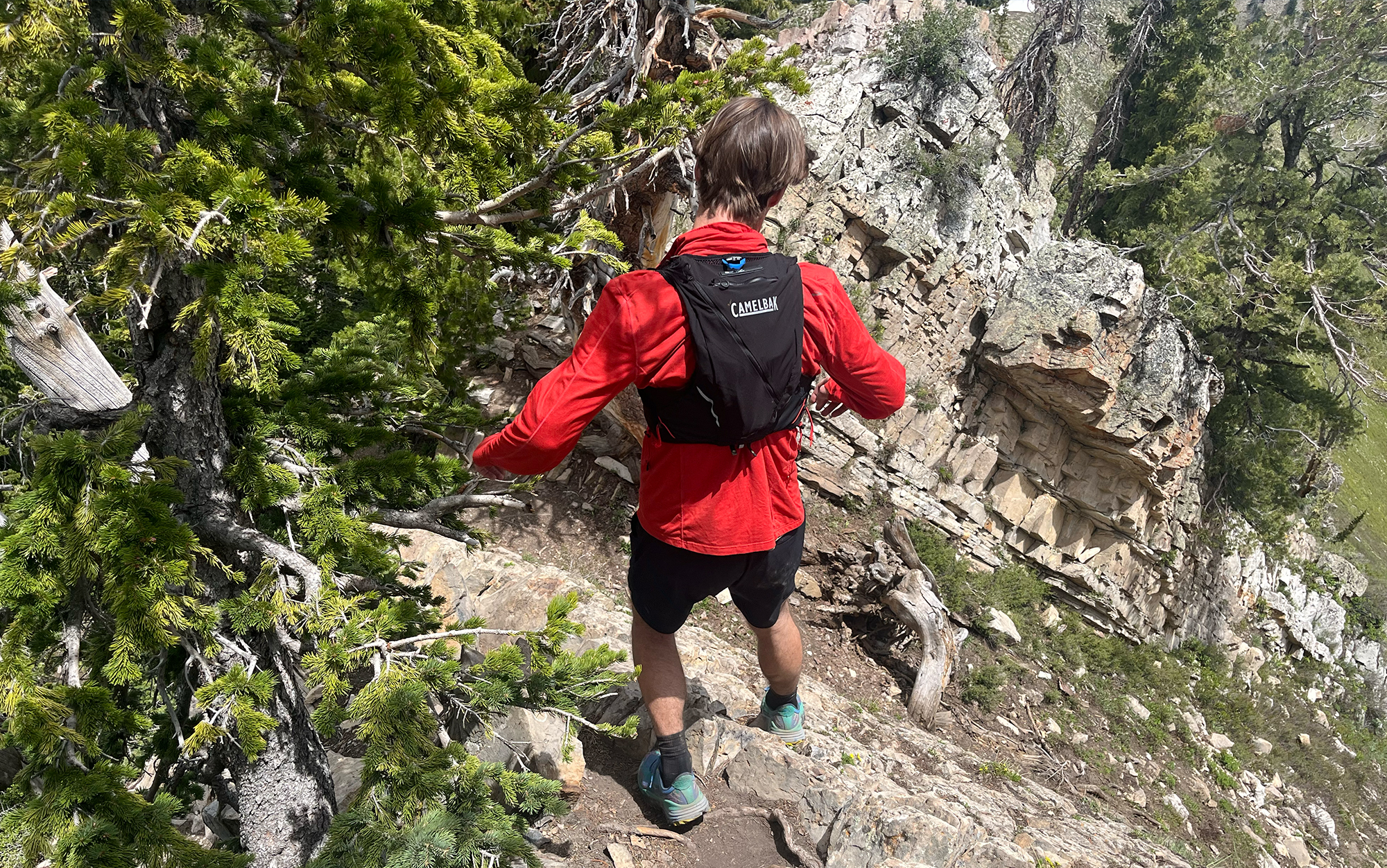 Runner descends rocky section.