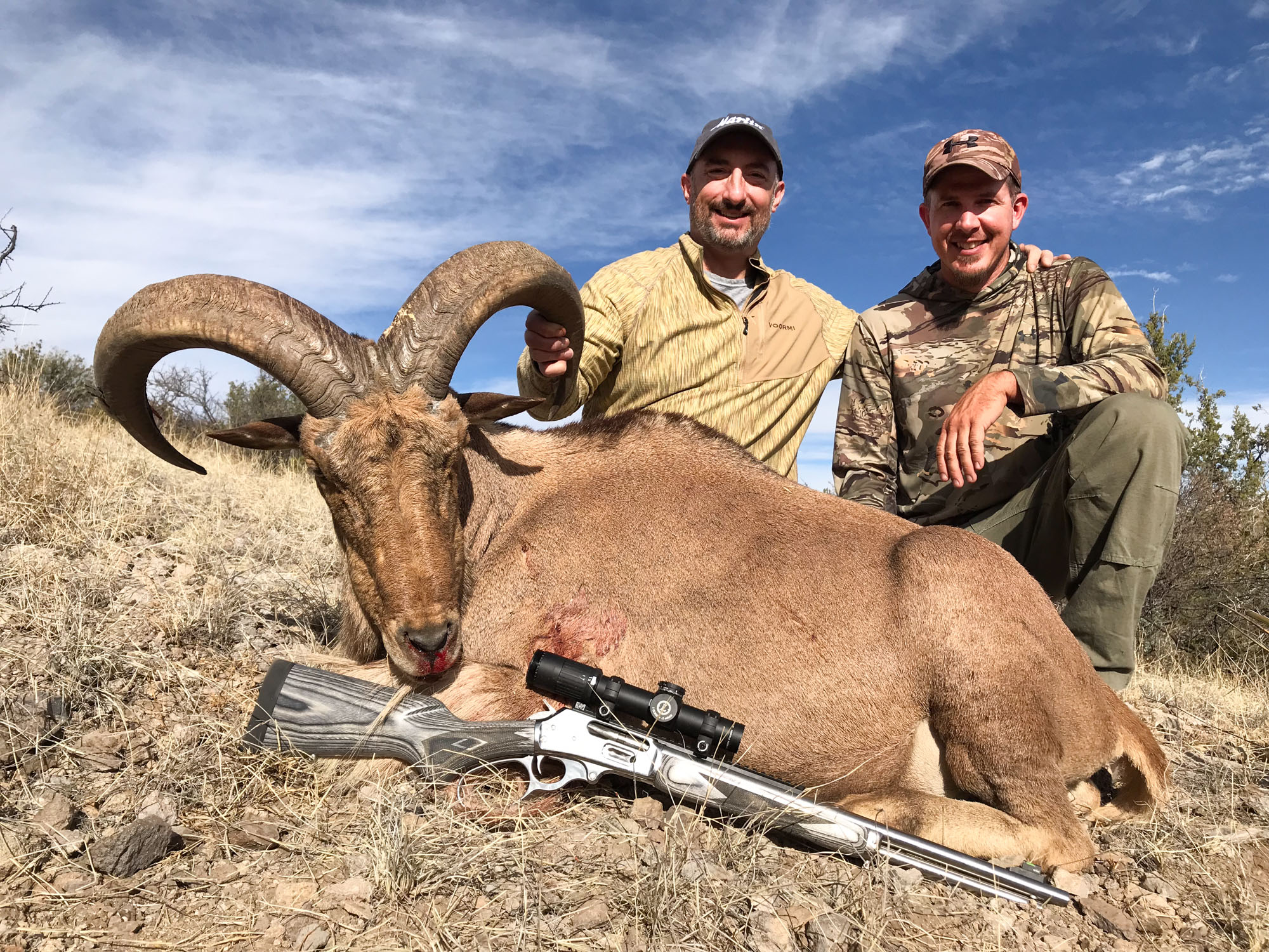 .45-70 rifle with aoudad in west texas