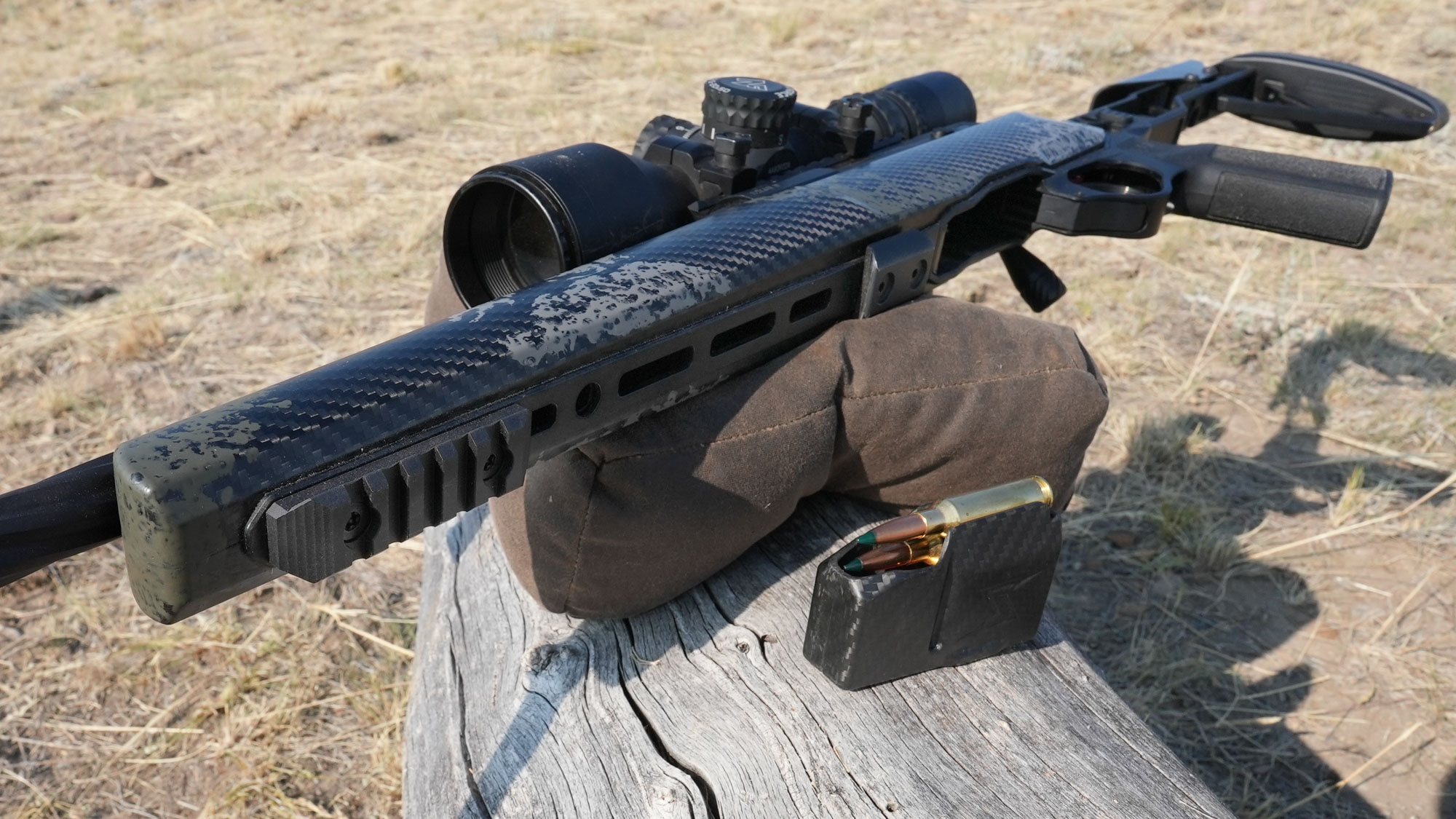 Forend on the Seekins Havak Slam showing the M-Lok compatible rail