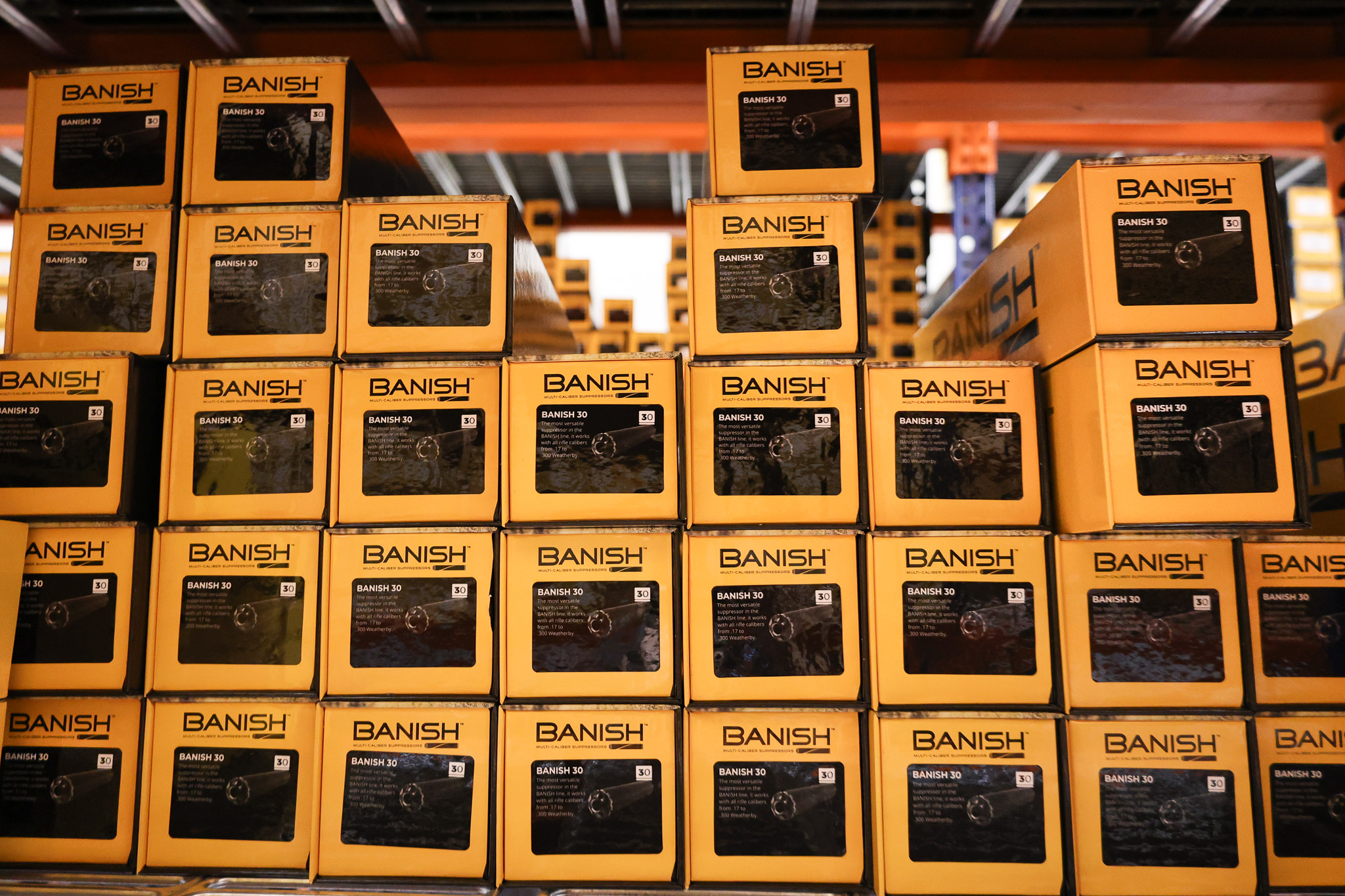 Boxes of Banish 30 suppressors.