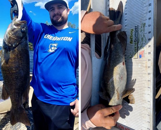 Angler with smallmouth bass.