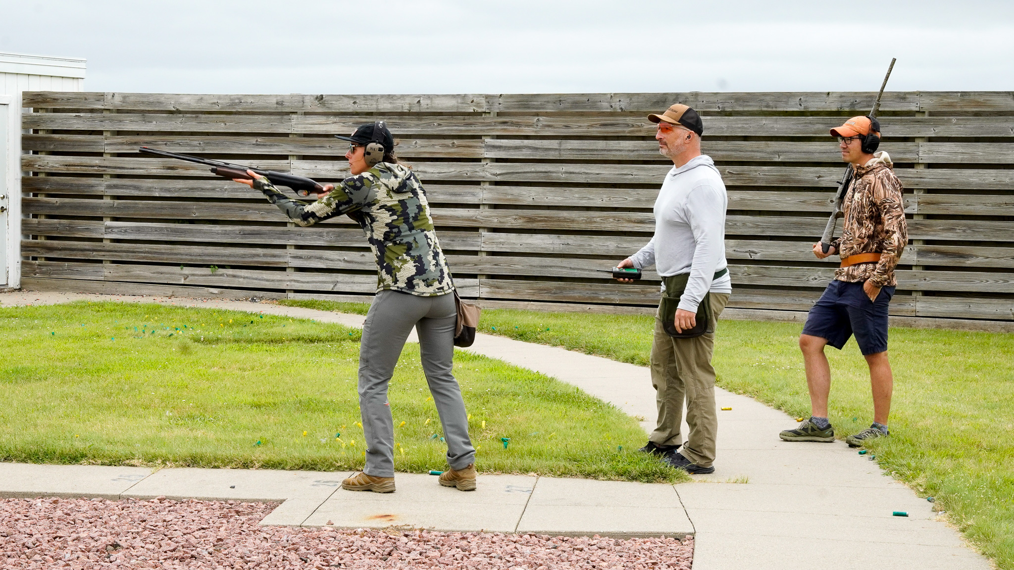 A shooter prepares to call for a skeet target.