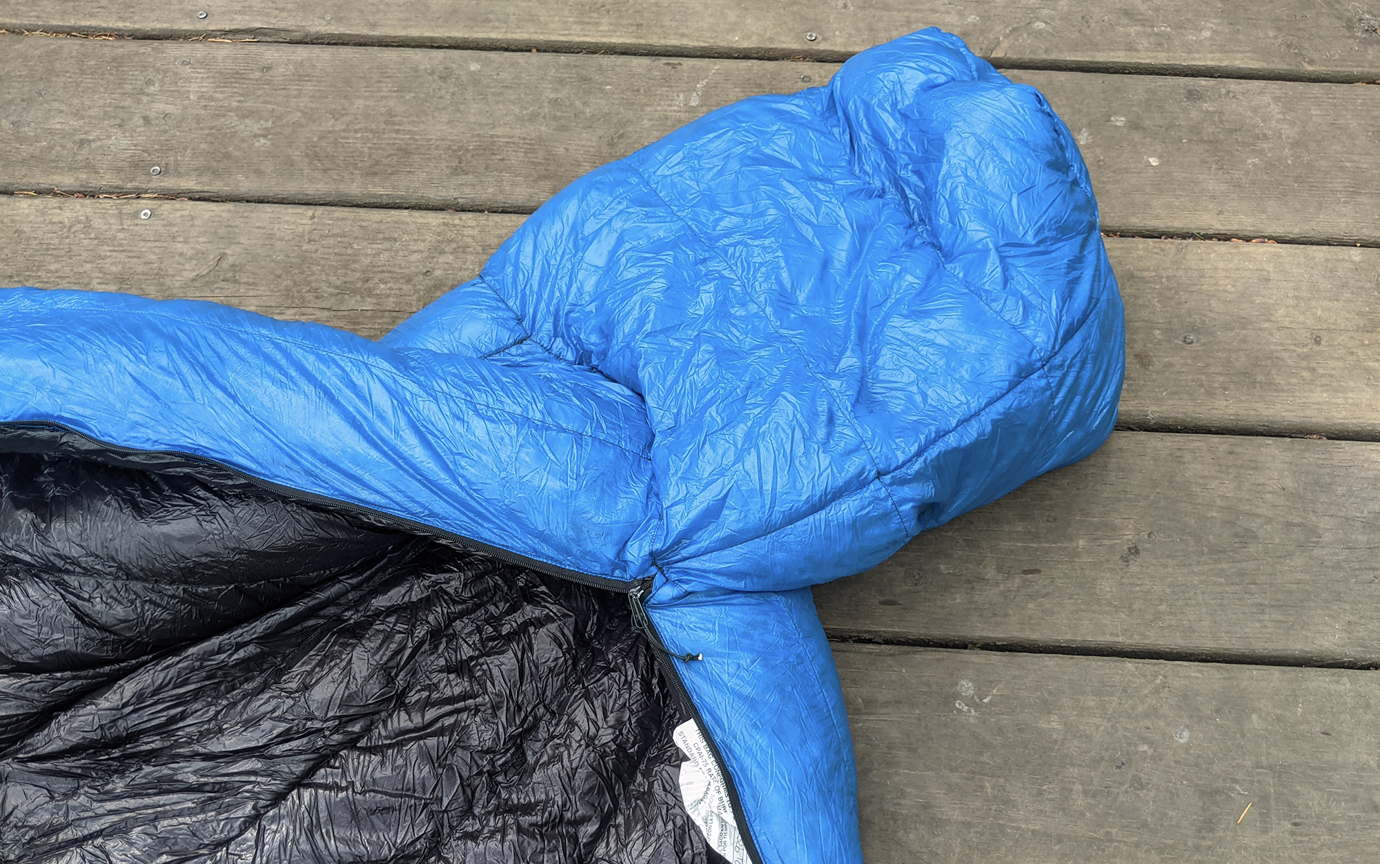 Zpacks classic sleeping bag unzipped