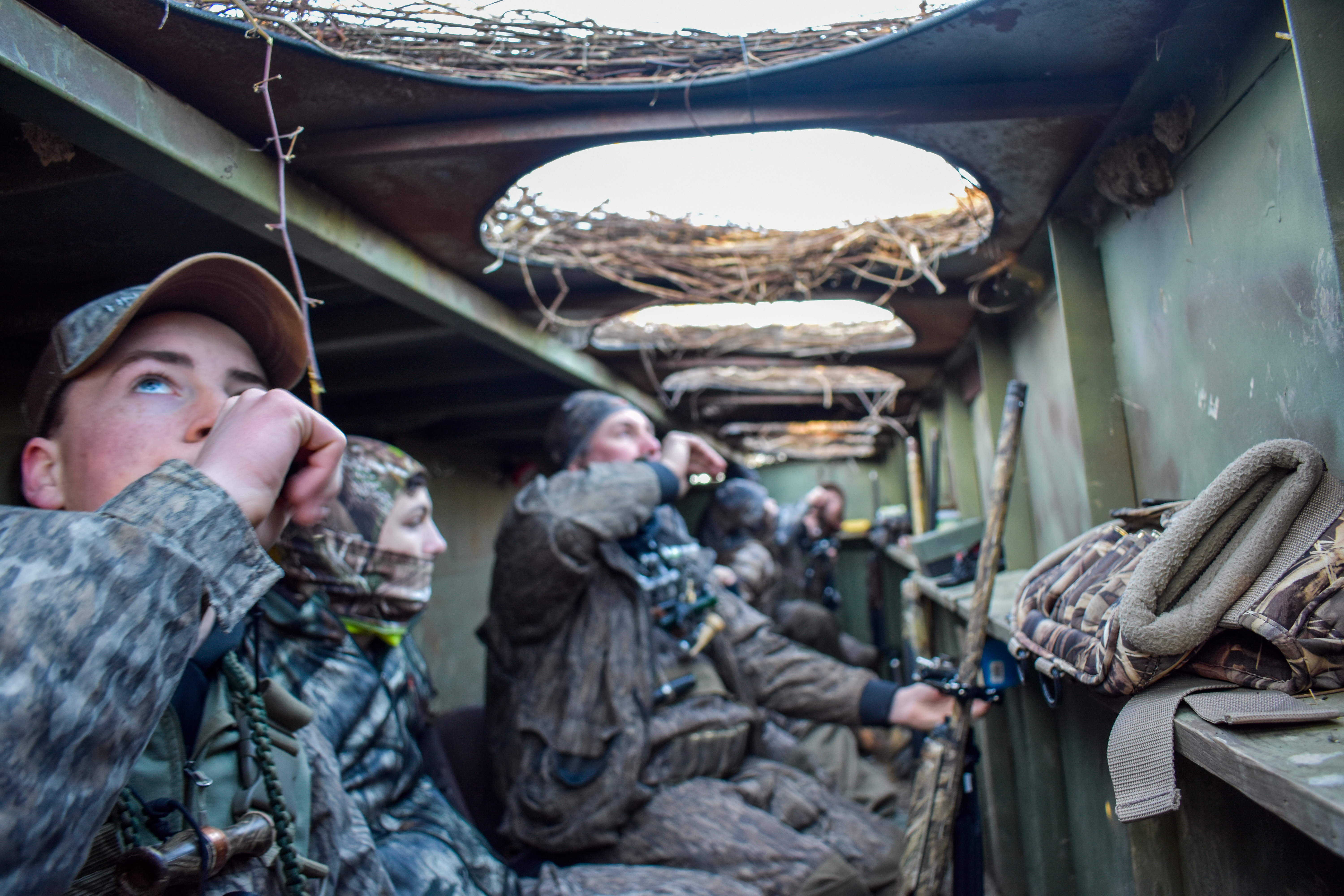 Hunters sitting in the Powers blind on Reelfoot