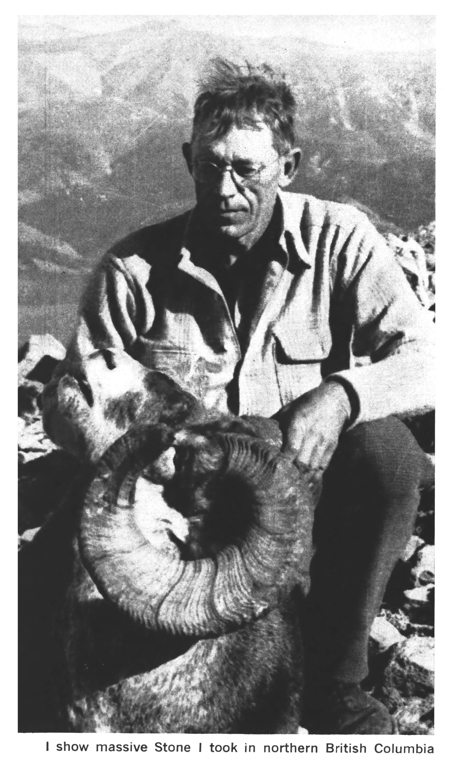 Jack O'Connor with a stone sheep.