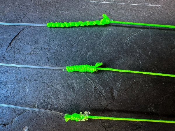 Three fishing connection knots to tie braided line to mono.