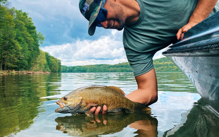 The author fishing one of the best smallmouth bass lakes.