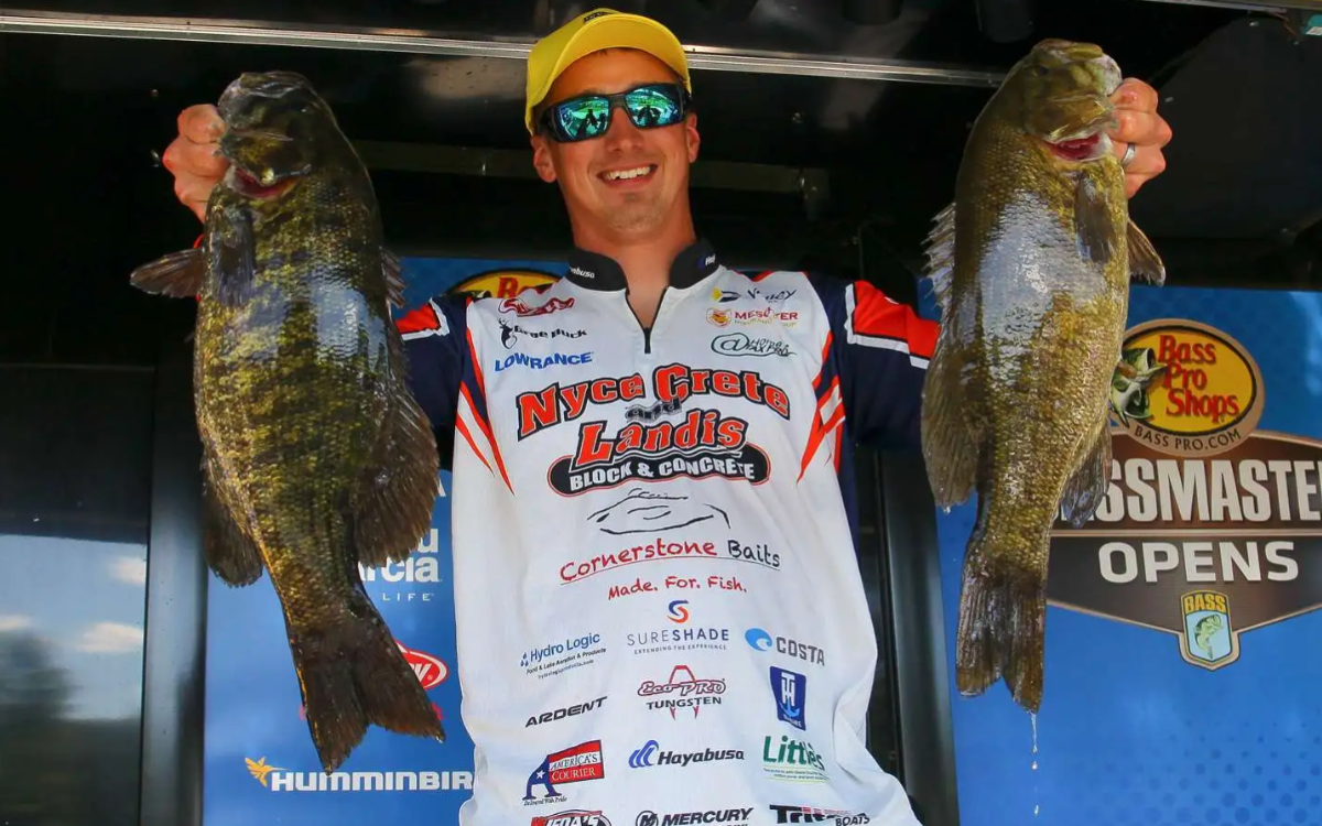 Professional angler Grae Buck with two Oneida Lake giants. Bassmaster