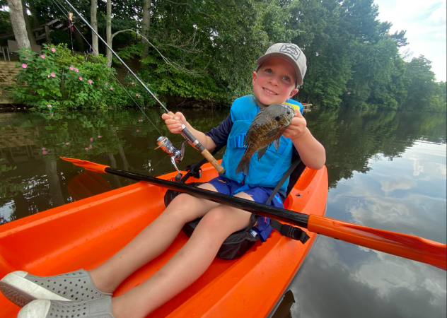 kid kayak fishing