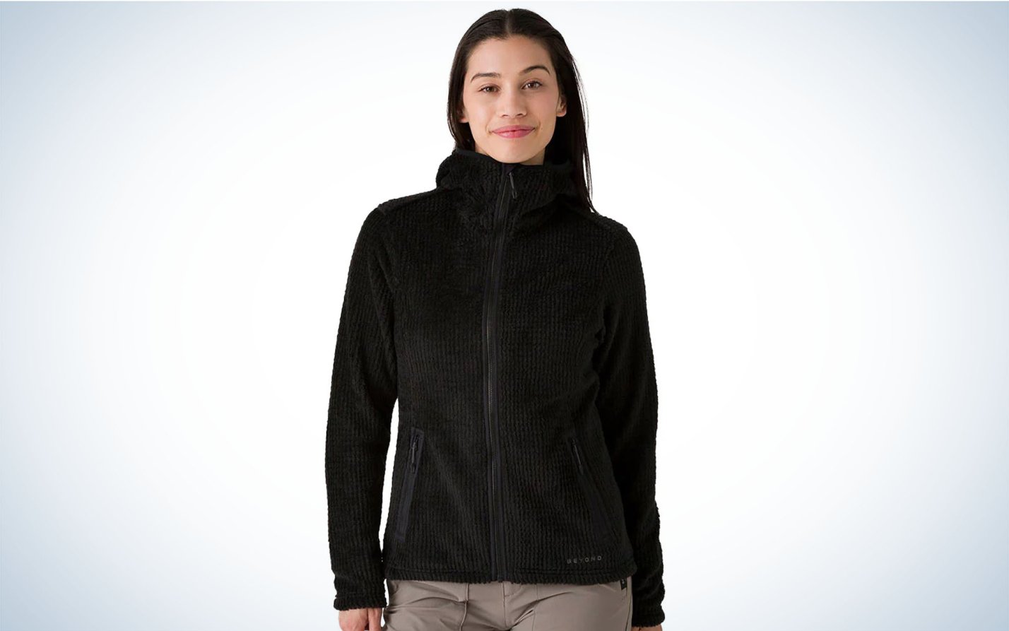 woman wearing the Beyond Alpha Aura fleece