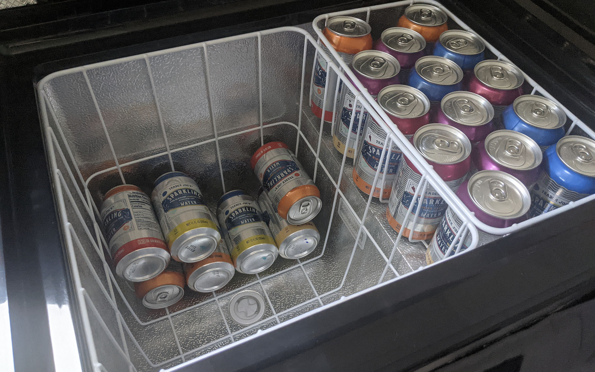 Goal Zero Alta 50 cooler interior with cans stacked up