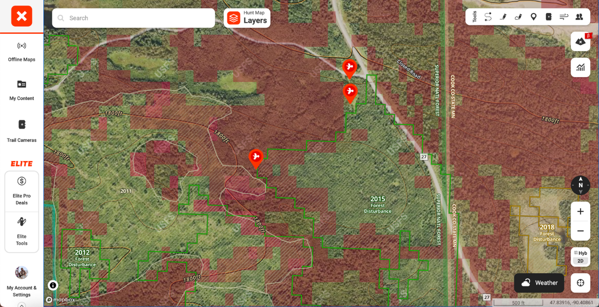 grouse hunting locations onX