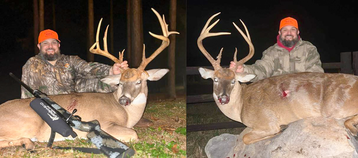 A North Carolina hunter with two bucks taken in November.