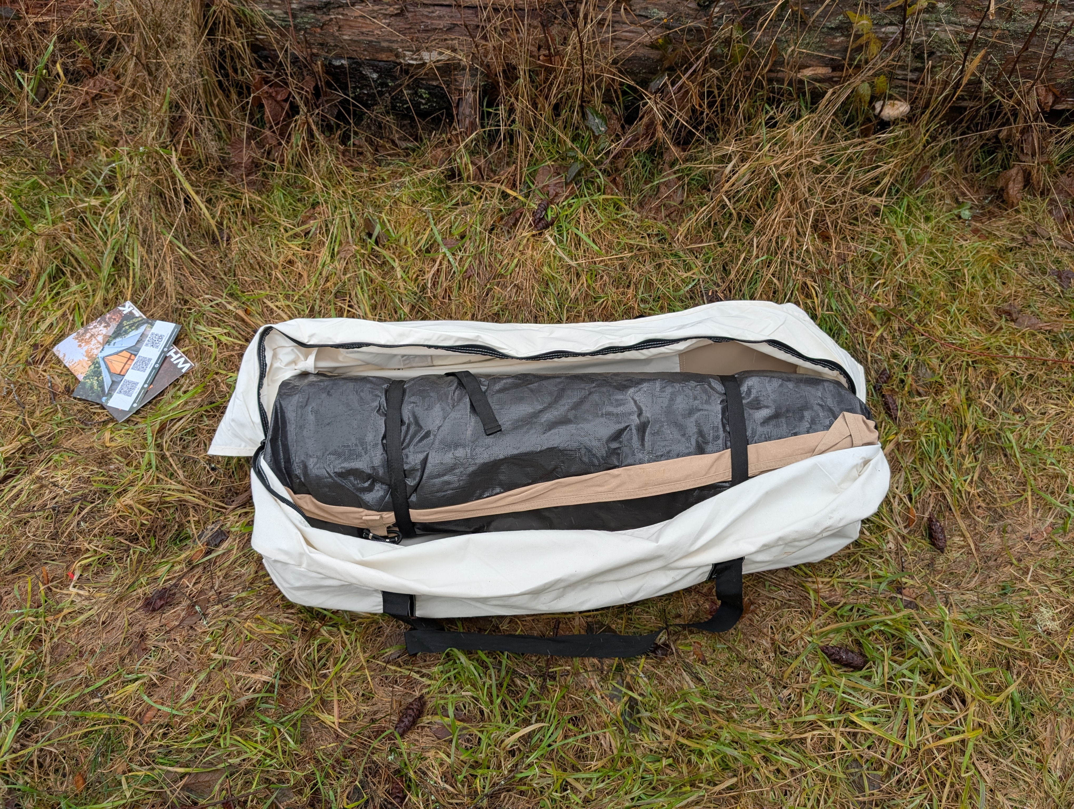 An open carry case with a new White Duck Bell Regatta tent inside