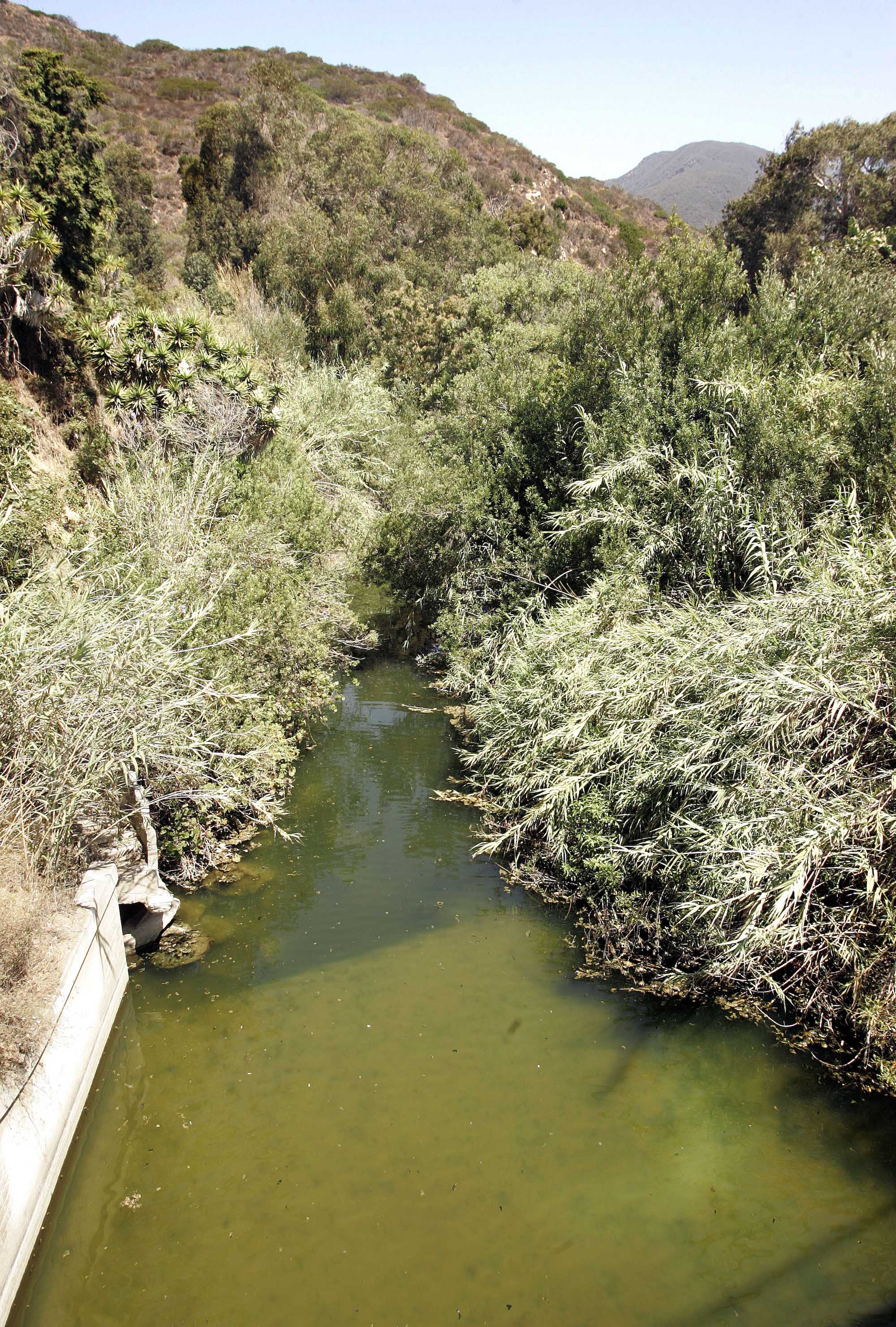 Melcon, Mel –– – MALIBU, CA–AUGUST 8, 2008: The mouth of Topanga Creek, shown in photo, known as Topanga Lagoon, feeds into the ocean during the rainy season in Malibu. (Mel Melcon/Los Angeles Times).