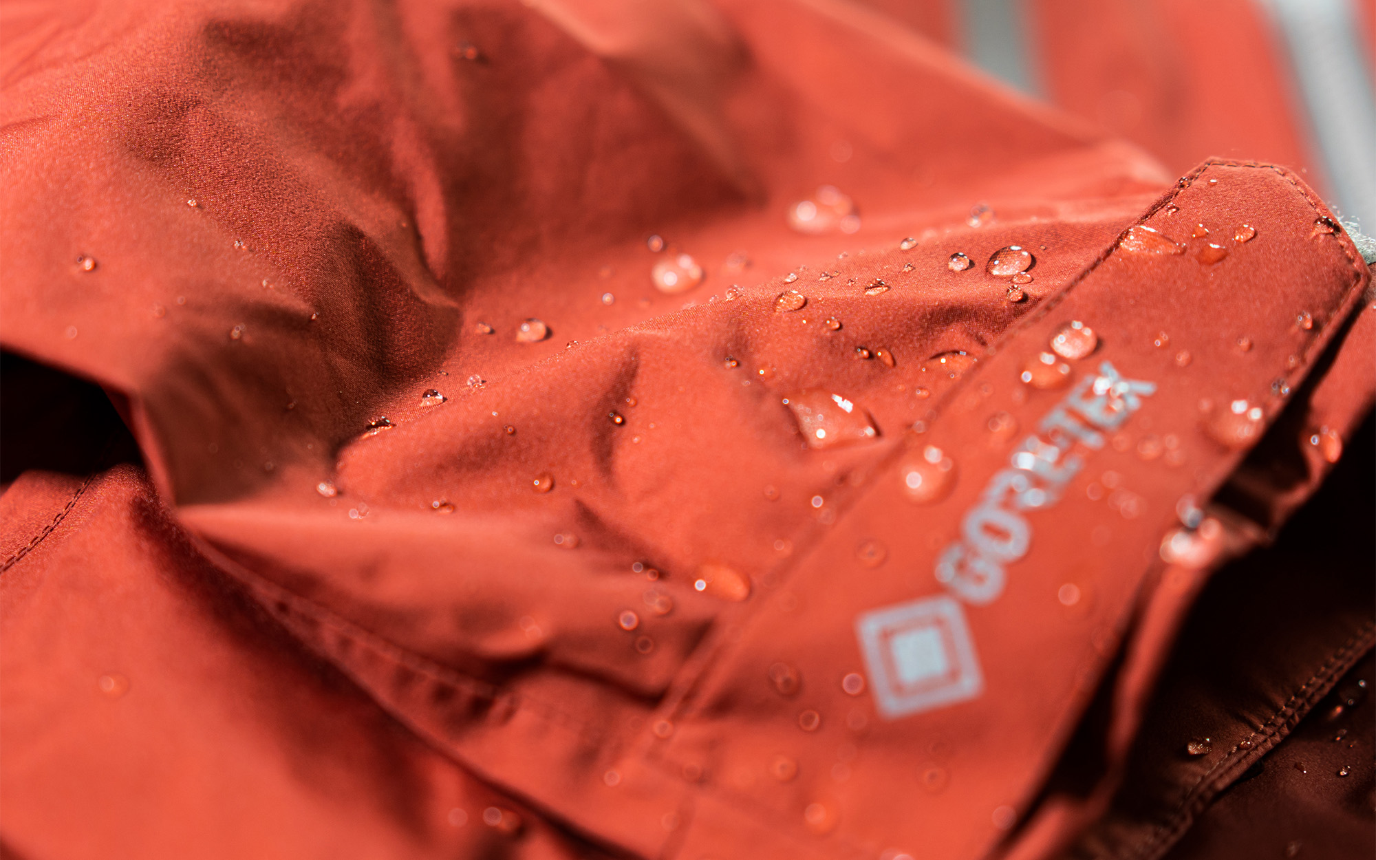 A close-up of a Gore-Tex label on a rain jacket.