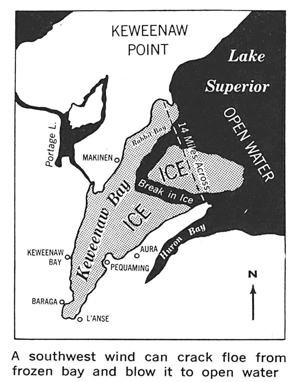 A broken ice floe on Lake Superior