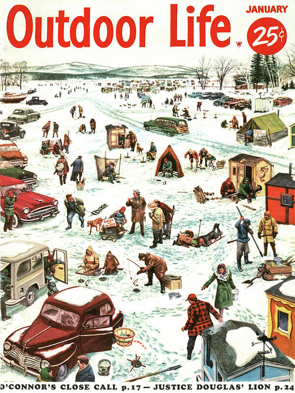 An old outdoor life cover of ice fishing