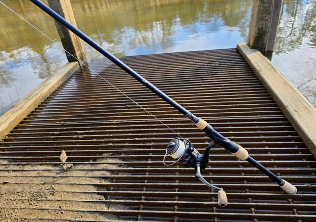  A closer look at the Pflueger President XT spinning rod and reel combo.