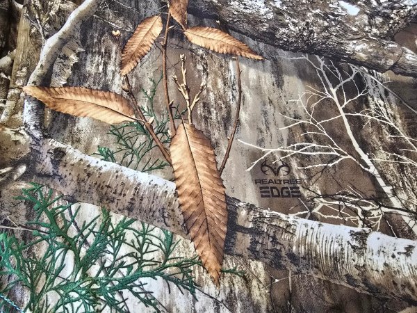  A close-up of Realtree Edge hunting camo