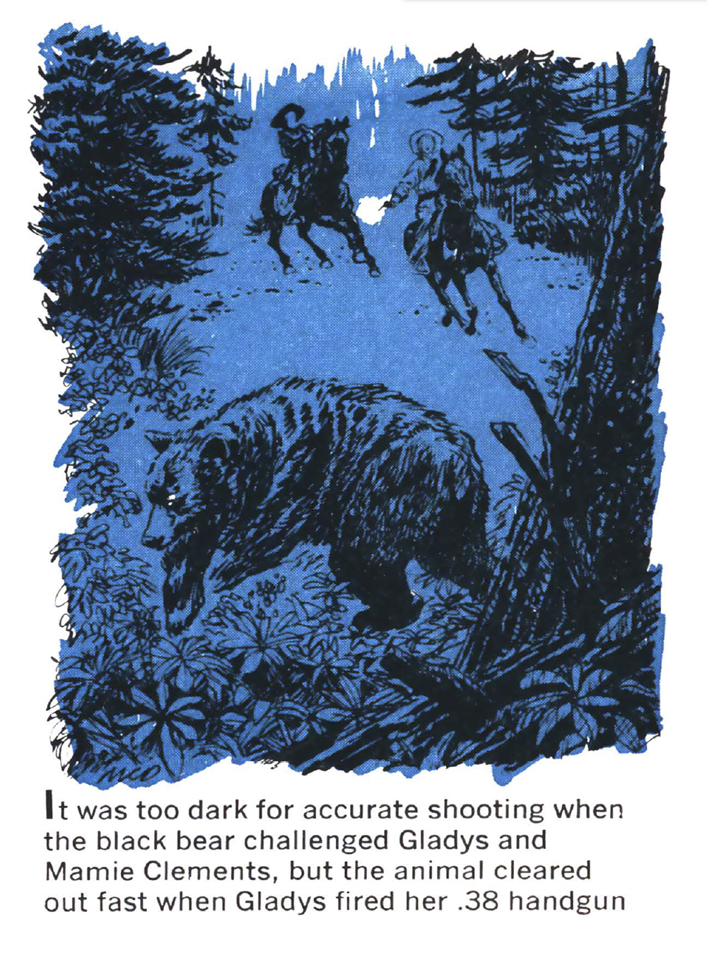 An illustration of a warning shot at a black bear