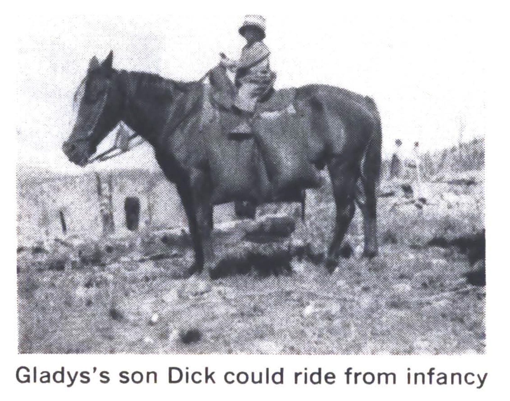 A boy, Dick Hardy, sits atop a horse