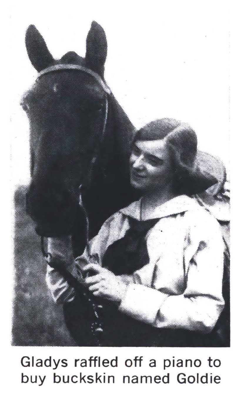 Gladys Hardy with a horse named Goldie